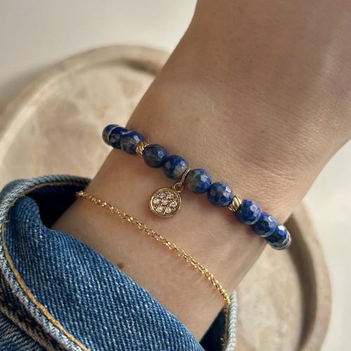 Bransoletka lapis lazuli i zawieszka kryształy Preciosa